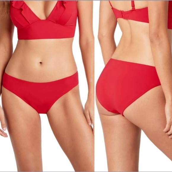 Sea Level Essential Regular Swim Bikini Bottoms In Red Size 14 - Picture 1 of 7